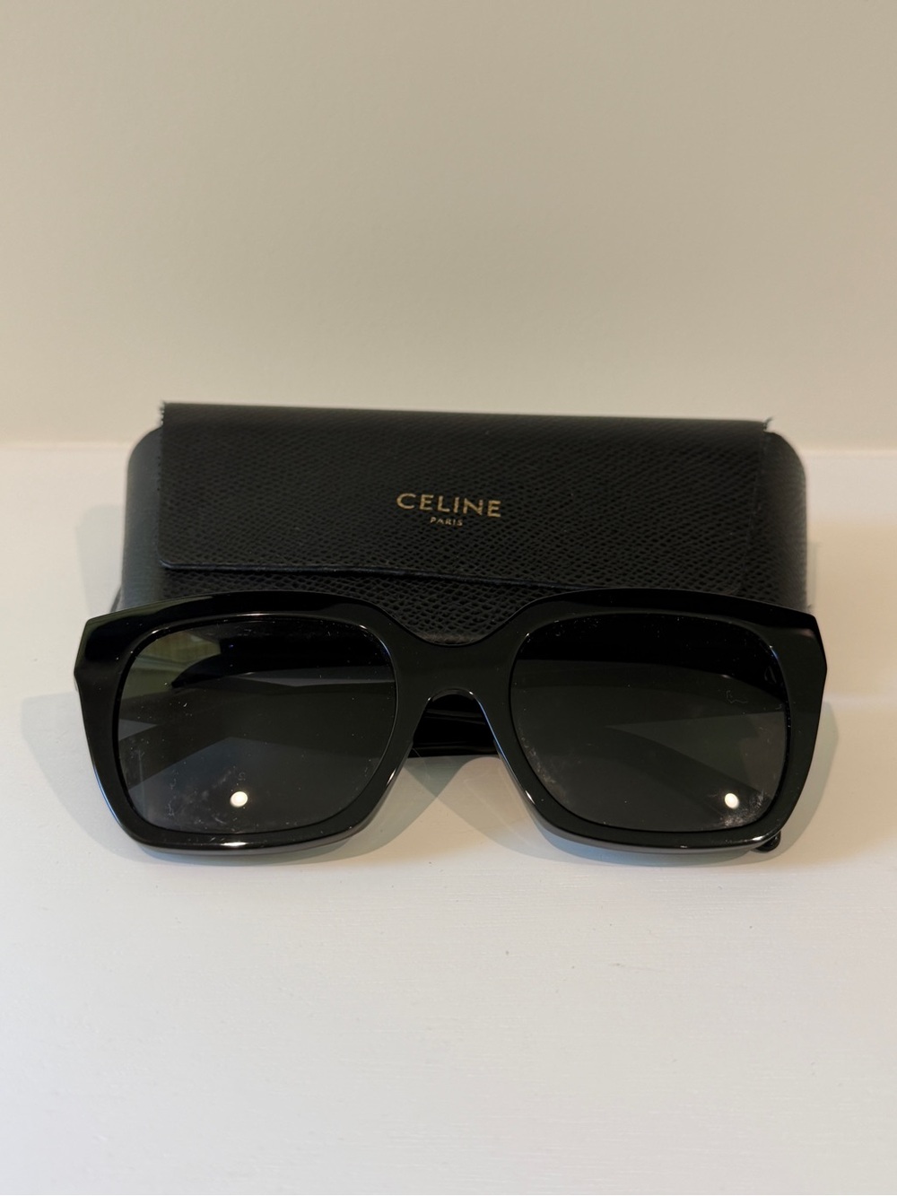 Celine 56MM Square Sunglasses -Black Glossy Square Sunglasses